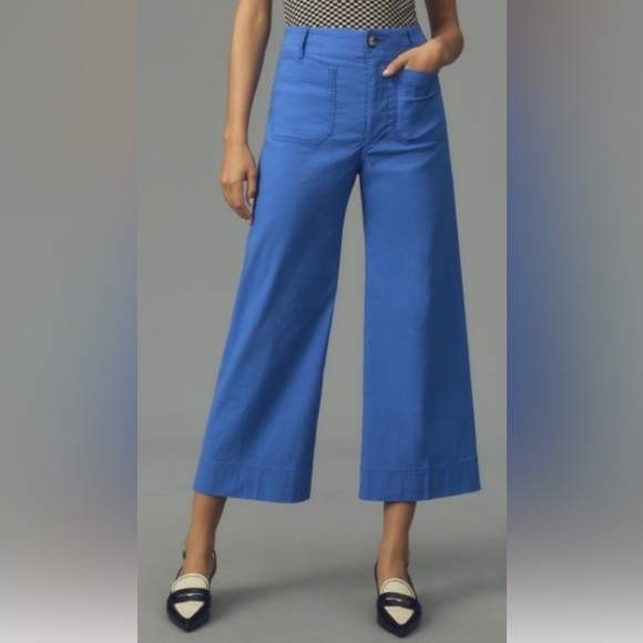 Maeve Pants - Anthropologie Maeve Blue Sea The Colette Crop Wide Leg Pant High Rise WMSZ 31 P